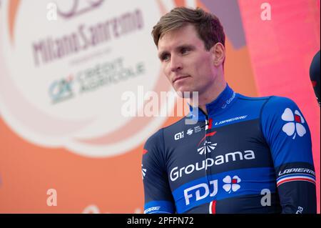 Abbiategrasso, Abbiategrasso, Italie, 18 mars 2023, Arnaud Demare, Team Groupama-FDJ pendant Milano-Sanremo - Street Cycling Banque D'Images