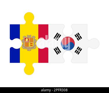 Puzzle connecté des drapeaux d'Andorre et de la Corée du Sud, Vector Illustration de Vecteur