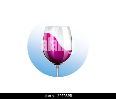 Icône de verre de vin rouge, logo de Wineglass, icône de verre de mode Art vector Illustration fond isolé ou blanc Illustration de Vecteur