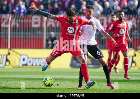 Monza, Italie. 18th mars 2023. Andrea Petagna (AC Monza) pendant le championnat italien série Un match de football entre AC Monza et US Cremonese sur 18 mars 2023 au stade U-Power de Monza, Italie - photo Morgese-Rossini/DPPI crédit: DPPI Media/Alay Live News Banque D'Images