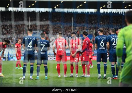 BOCHUM, ALLEMAGNE - 18 MARS 2023: Le match de football de Bundesliga VfL Bochum 1848 contre RB Leipzig à Vonovia Ruhr Stadion Banque D'Images