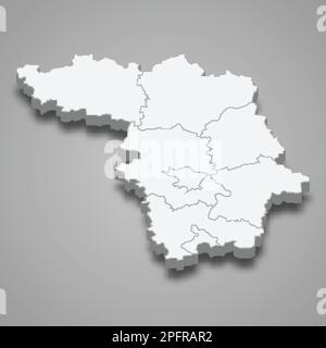 3D la carte isométrique du comté de Kaunas est une région de Lituanie isolée à l'ombre Illustration de Vecteur