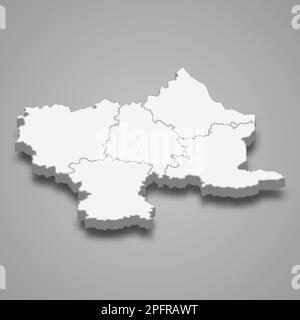 3D la carte isométrique du comté de Vilnius est une région de Lituanie isolée à l'ombre Illustration de Vecteur