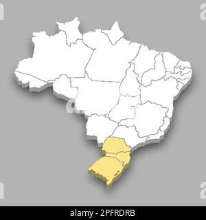 Région du Sud emplacement au Brésil 3D carte isométrique Illustration de Vecteur