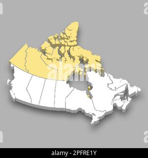 Région du Nord du Canada emplacement au Canada 3D carte isométrique Illustration de Vecteur