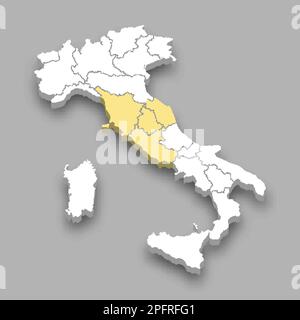 Région du centre emplacement dans l'Italie 3D carte isométrique Illustration de Vecteur
