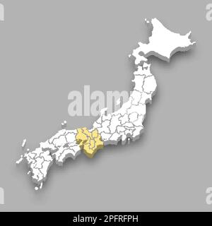 Emplacement de la région de Kansai au Japon 3D carte isométrique Illustration de Vecteur