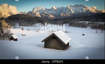 Geroldsee à hiver, Alpes bavaroises, Allemagne Banque D'Images