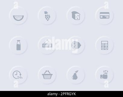 icônes vectorielles grises de l'épicerie Illustration de Vecteur