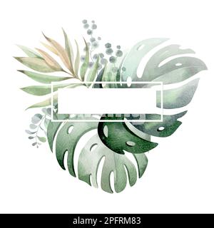 Cadre floral aquarelle. Cadre de fleurs tropicales . Plantes d'Australie et d'Afrique. Pour la conception de cartes de vacances, anniversaire, mariage Banque D'Images