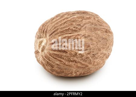 nutmeg isolé sur fond blanc avec une profondeur de champ totale Banque D'Images