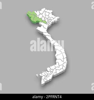 Région du Nord-Ouest emplacement dans la carte isométrique du Vietnam 3D Illustration de Vecteur