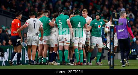 18th mars 2023 ; stade Aviva, Dublin, Irlande : rugby international des six Nations, Irlande contre Angleterre ; le match est terminé Banque D'Images