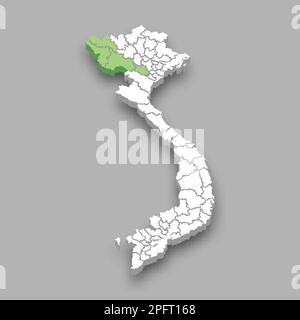 Région du Nord-Ouest emplacement dans la carte isométrique du Vietnam 3D Illustration de Vecteur