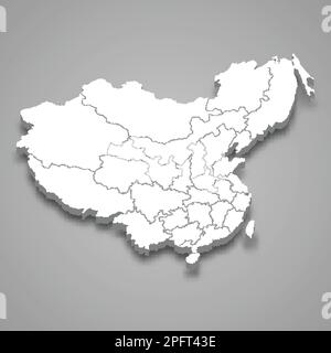 3D carte isométrique de la dynastie Qing de la Chine isolée avec l'ombre, ancien état Illustration de Vecteur