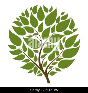 Arbre vectoriel avec couronne ronde pour votre logo ou autre design Illustration de Vecteur