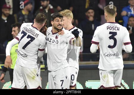 Salerno, Italie. 18th mars 2023. Charalampos Lykogiannis de Bologna FC fête après avoir marqué le but pendant la série Un match entre US Salernitana 1919 v Bologna FC au stade Arechi crédit: Independent photo Agency/Alay Live News Banque D'Images