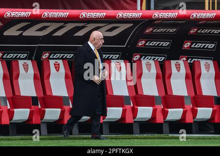 Monza, Italie. 18th mars 2023. Adriano Galliani, A.D. et vice-président de l'AC Monza vu pendant la série Un match de football 2022/23 entre l'AC Monza et les US Cremonese au stade U-Power. Score final; Monza 1:1 Crémonèse crédit: SOPA Images Limited/Alay Live News Banque D'Images