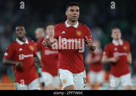 Séville, Espagne. 16th mars 2023. Casemiro de Manchester United lors du match de l'UEFA Europa League à l'Estadio Benito Villamarin, Séville. Crédit photo à lire: Jonathan Moscrop/Sportimage crédit: Sportimage/Alay Live News Banque D'Images