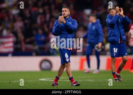 Madrid, Espagne. 18th mars 2023. 18T mars 2023 ; Stade Civitas Metropolitano, Madrid, Espagne, Espagnol la Liga football, Atlético de Madrid contre Valencia Futbol Club ; Koke 900/Cordin Press Credit: CORDIN PRESS/Alay Live News Banque D'Images