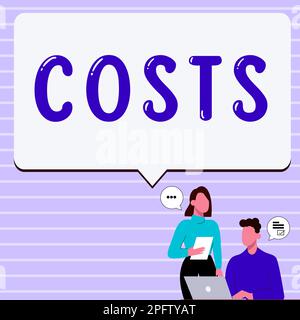 Coût de l'écriture manuelle des affiches. Approche de l'entreprise dépenses montant à payer dépenses pour acheter obtenir quelque chose Banque D'Images