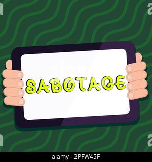 Sabotage de légende conceptuelle. Les entreprises présentent la destruction des outils et des matériaux d'un employeur par les travailleurs Banque D'Images
