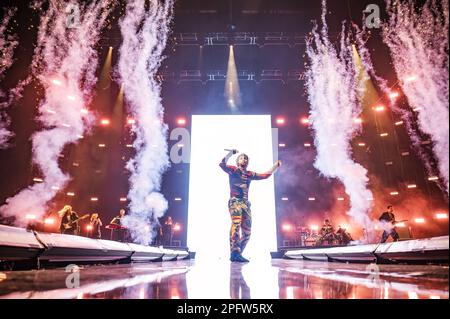 Manchester, Royaume-Uni. 18th mars 2023. Tom Grennan se produit à l'AO Arena de Manchester. 2023-03-18. Crédit : Gary Mather/Alay Live News Banque D'Images