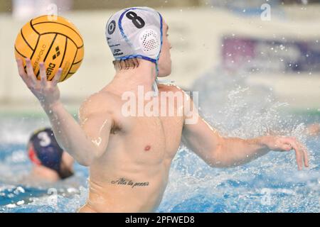 Polo Natatorio Bianchi, Trieste, Italie, 18 mars 2023, Michele Mezzarobba (Pallanuoto Trieste) pendant Pallanuoto Trieste vs CN Posillipo - Waterpolo Italian série A match Banque D'Images