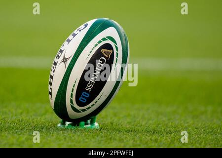 La balle de match lors du match de la Guinness six Nations Round 5 entre l'Irlande et l'Angleterre au stade Aviva à Dublin, Irlande sur 18 mars 2023 (photo par Andrew SURMA/ SIPA USA). Banque D'Images