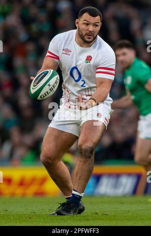 Ellis Genge d'Angleterre pendant le match de la Guinness six Nations Round 5 entre l'Irlande et l'Angleterre au stade Aviva à Dublin, Irlande sur 18 mars 2023 (photo par Andrew SURMA/ SIPA USA). Banque D'Images