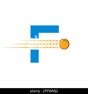 Lettre initiale F logo Bowling. Modèle de vecteur de symbole de boule de bowling Illustration de Vecteur