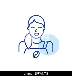 Barista fille en tablier. Employé de café en uniforme. Pixel Perfect, icône de contour modifiable Illustration de Vecteur