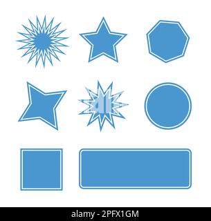 Ensemble vectoriel d'éléments de design autocollants, patches et autocollants avec espace de copie pour le texte - éléments de fond abstraits pour le marquage, l'emballage, les impressions Illustration de Vecteur