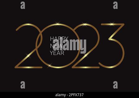 Joyeux nouvel an 2023 texte design logo. Illustration vectorielle Illustration de Vecteur