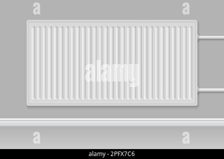 3d batterie de chauffage réaliste. Radiateur domestique sur le mur Illustration de Vecteur