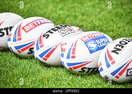 Huddersfield, Angleterre - 17th mars 2023 - général, bal des guerriers de Wigan. Rugby League Betfred Super League Round Five, Huddersfield Giants vs Wigan Warriors au stade John Smith, Huddersfield, Royaume-Uni Banque D'Images