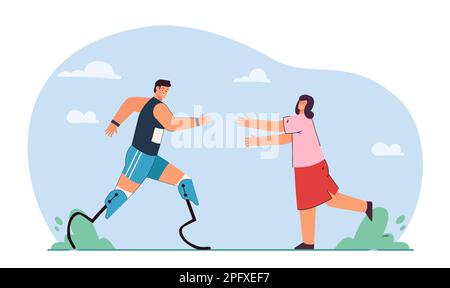 Bonne femme qui s'évertue pour prendre un jogging au niveau de la prothèse Illustration de Vecteur