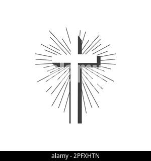 Croix religieuse noire sur fond blanc. Illustration vectorielle Illustration de Vecteur
