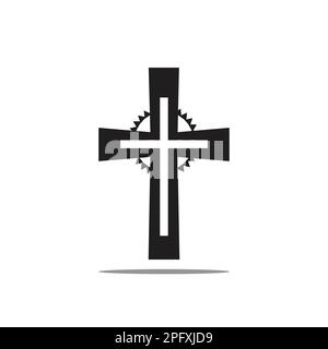 Croix religieuse noire sur fond blanc. Illustration vectorielle Illustration de Vecteur