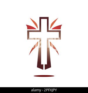 Croix religieuse sur fond blanc. Logo Christianisme. . Illustration vectorielle Illustration de Vecteur