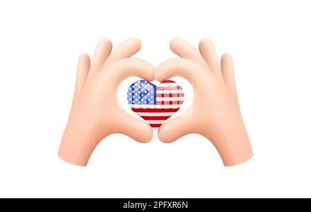 Drapeau américain sous forme de coeur de main. États-Unis d'Amérique. Concept de drapeau national. Illustration vectorielle. Illustration de Vecteur