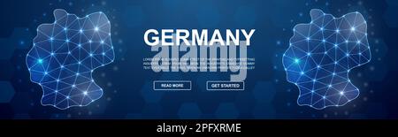 Bannière de promotion polygonale de l'Allemagne. Illustration d'affiche horizontale basse en poly. Concept d'illustration de modèle de carte d'Allemagne. Illustration de Vecteur