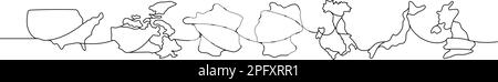 Groupe de sept pays une ligne de dessin continu. Etats-Unis, Canada, France, Allemagne, Italie, Japon, pays du Royaume-Uni illustration d'une ligne. Illustration de Vecteur