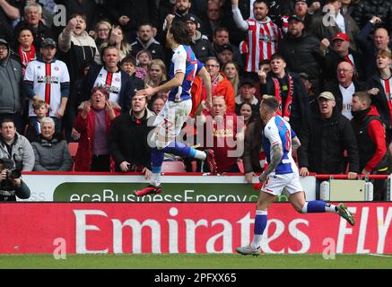 Sheffield, Royaume-Uni. 19th mars 2023. Ben Brereton Diaz, de Blackburn Rovers, fête ses célébrations après avoir marqué le but d'ouverture lors du match de la FA Cup à Bramall Lane, Sheffield. Le crédit photo doit être lu: Simon Bellis/Sportimage crédit: Sportimage/Alay Live News Banque D'Images