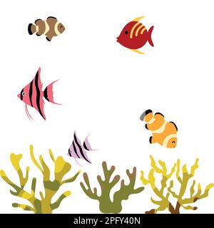 Aquarium coloré. Configuration du réservoir à poisson. Magnifiques poissons dans le réservoir de poissons. Configuration aquarium Illustration de Vecteur