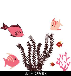 Aquarium coloré. Configuration du réservoir à poisson. Magnifiques poissons dans le réservoir de poissons. Configuration aquarium Illustration de Vecteur