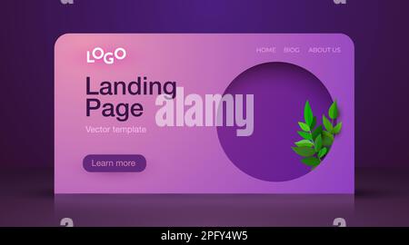 Bannière minimaliste. Éléments colorés avec dégradés et feuilles. Illustration créative pour poster, Web, renvoi, page, couverture, publicité, message d'accueil, carte postale, promotion. Illustration vectorielle Illustration de Vecteur