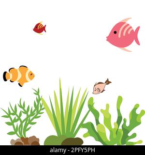 Aquarium coloré. Configuration du réservoir à poisson. Magnifiques poissons dans le réservoir de poissons. Configuration aquarium Illustration de Vecteur