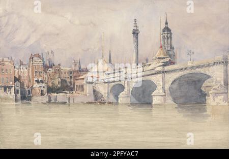 L'ouverture du New London Bridge 1831 par David Cox Banque D'Images