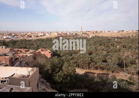 Nefta, Tunisie. 02nd mars 2023. Les maisons entourent une oasis de palmiers. Credit: Sebastian Kahnert/dpa/Alay Live News Banque D'Images